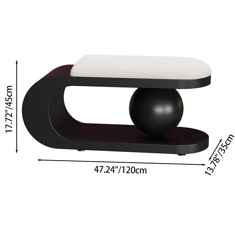 Bench | Art Deco Sherpa Seat & Stainless Steel Frame | Pre-Assembled