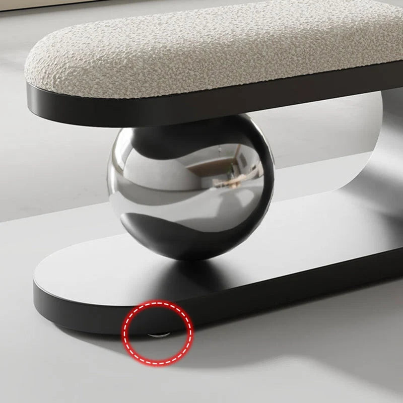 Bench | Art Deco Sherpa Seat & Stainless Steel Frame | Pre-Assembled