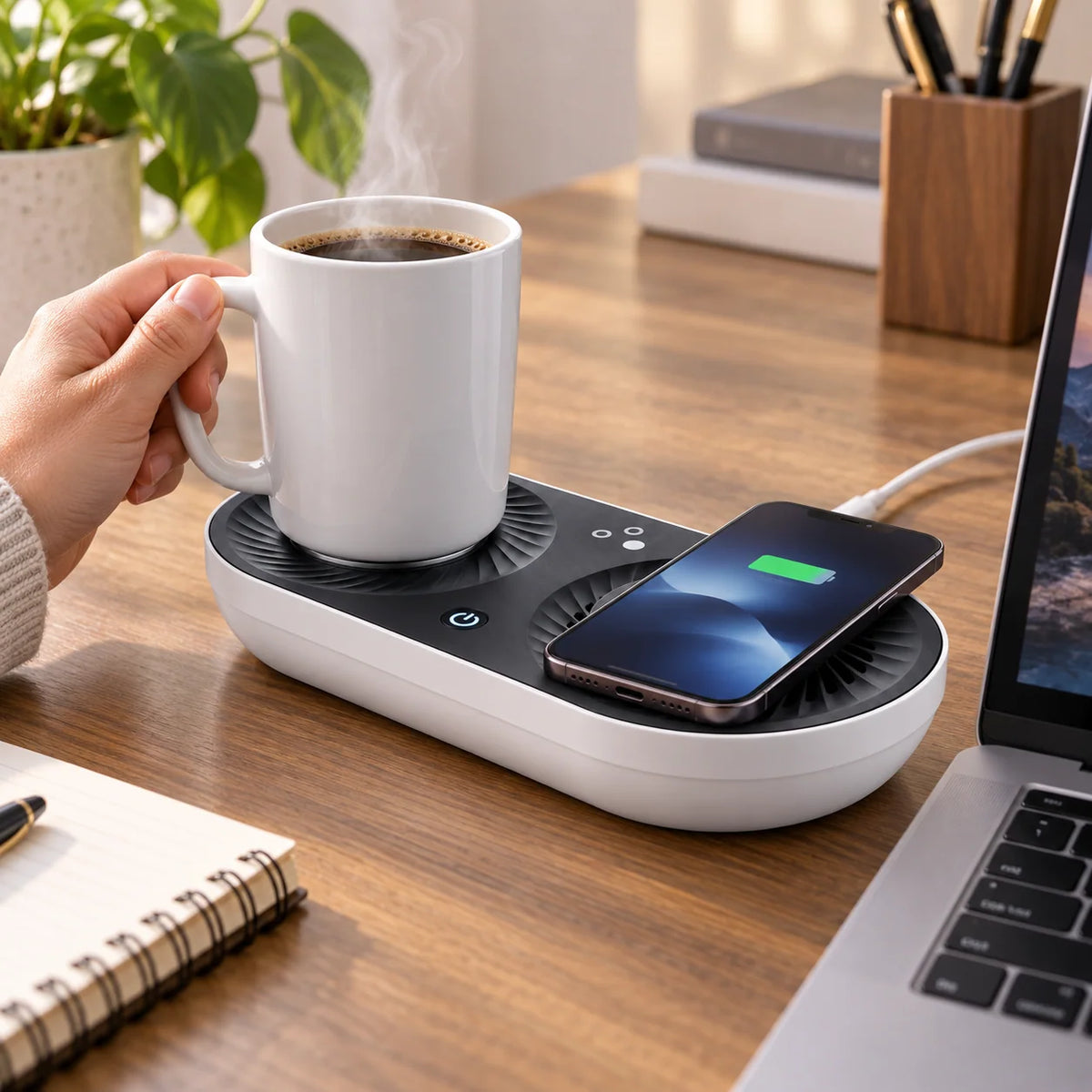 Beverage Warmer & Cooler | Wireless Charging | Includes 12 Oz Mug