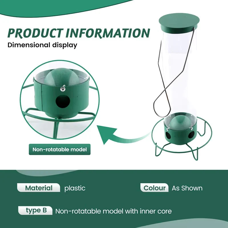 Bird Feeder | Squirrel-Proof Rotating Perch & Large Capacity | Hanging Mount