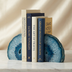 Bookend Set | Natural Blue Agate Stone | 2-Piece