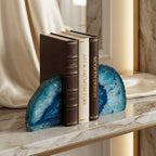 Bookend Set | Natural Blue Agate Stone | 2-Piece