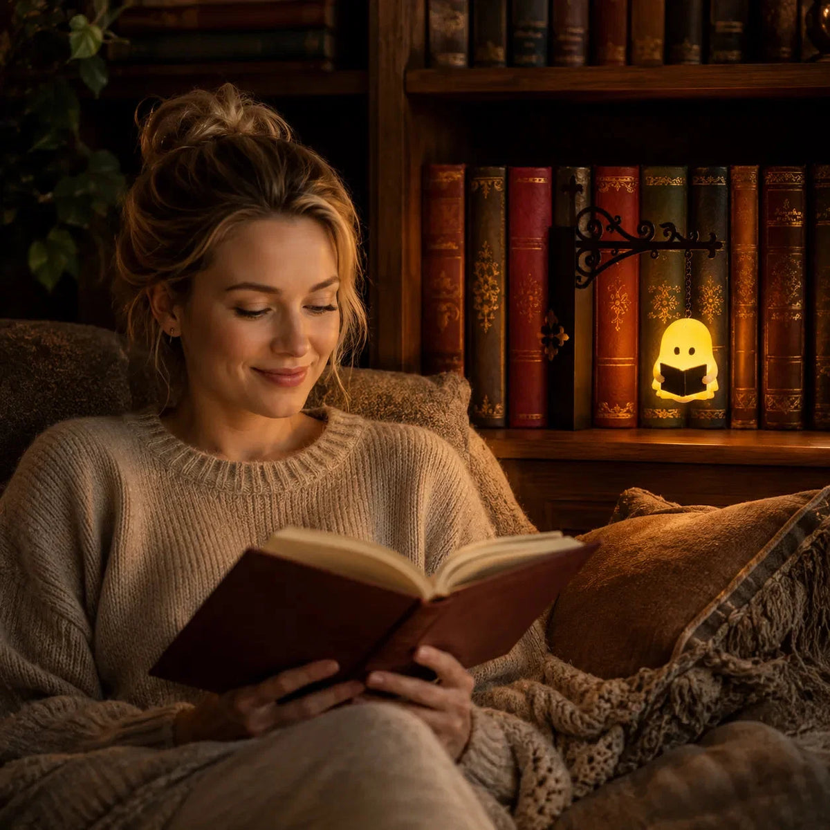 Bookshelf Lantern | Clip-On & Cordless Warm Amber LED