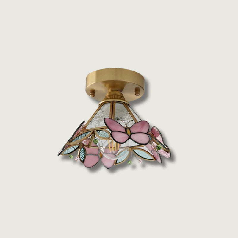 Butterfly Ceiling Light | Stained Glass & Brass | Ideal For Nursery