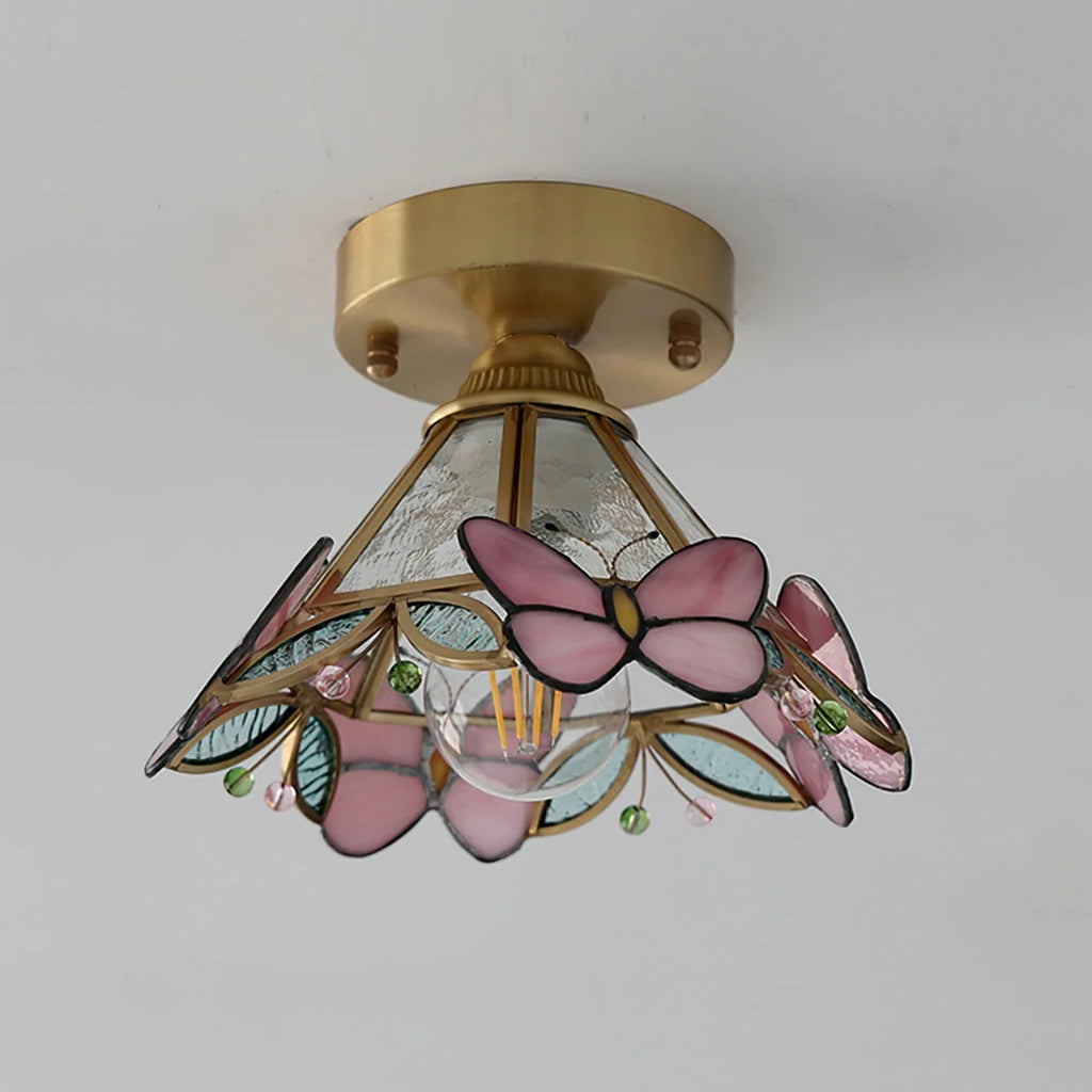 Butterfly Ceiling Light | Stained Glass & Brass | Ideal For Nursery