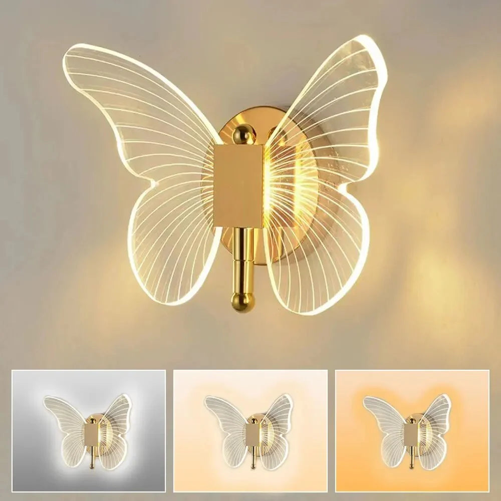 Butterfly Wall Light | LED Acrylic & Metal | 18 x 20 cm