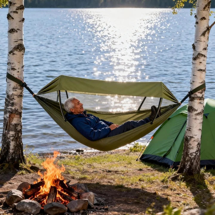 Camping Hammock | Mosquito Net & Sun Canopy | 260 x 140 cm