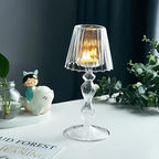 Candle Holder | Glass Pleated Ribbed Shade & Scalloped Edge