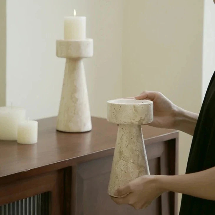 Candle Holder | Handcrafted Travertine & Unique Veining