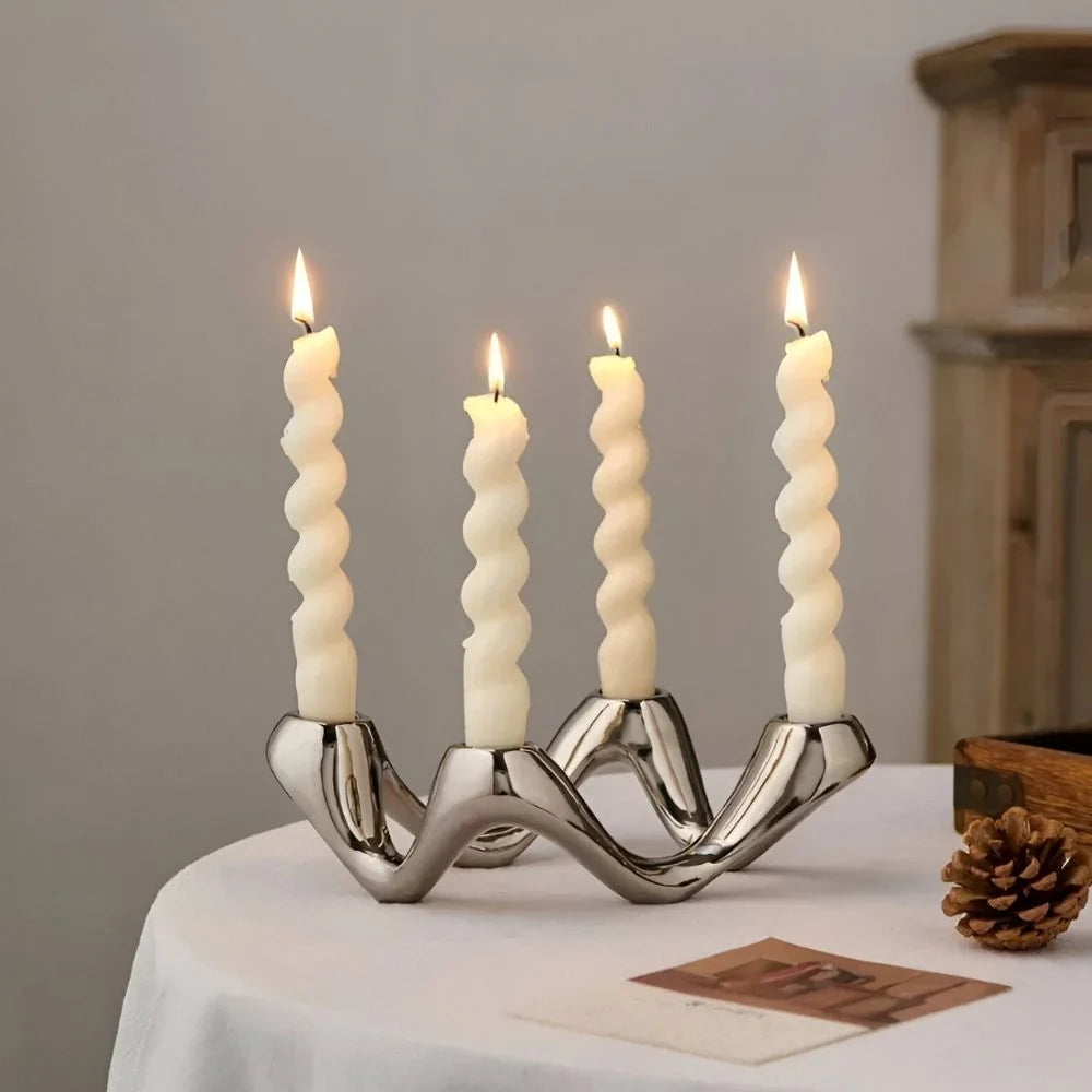 Candle Holder | Premium Ceramic Ripple Design
