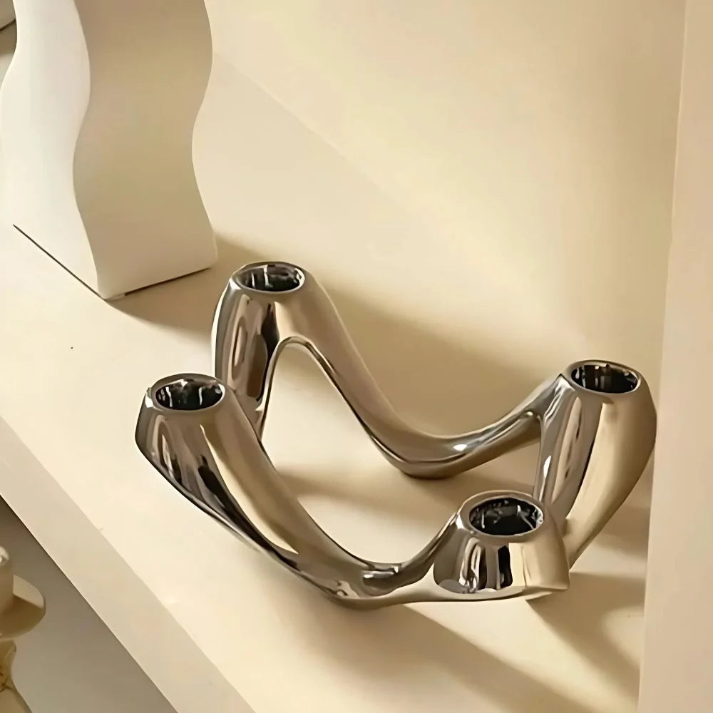 Candle Holder | Premium Ceramic Ripple Design
