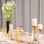 Candle Holder | Pyramid Marble & Gold Accent
