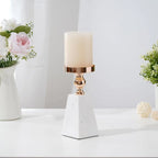 Candle Holder | Pyramid Marble & Gold Accent
