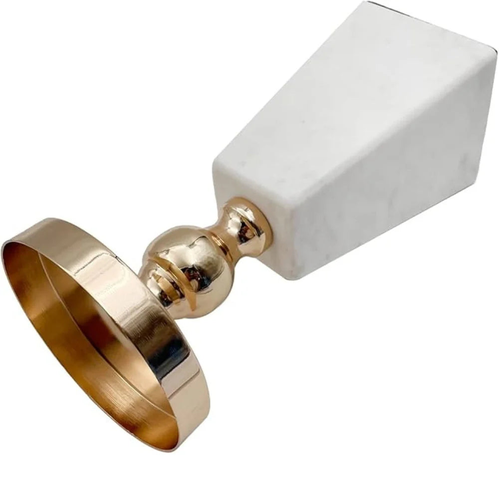 Candle Holder | Pyramid Marble & Gold Accent