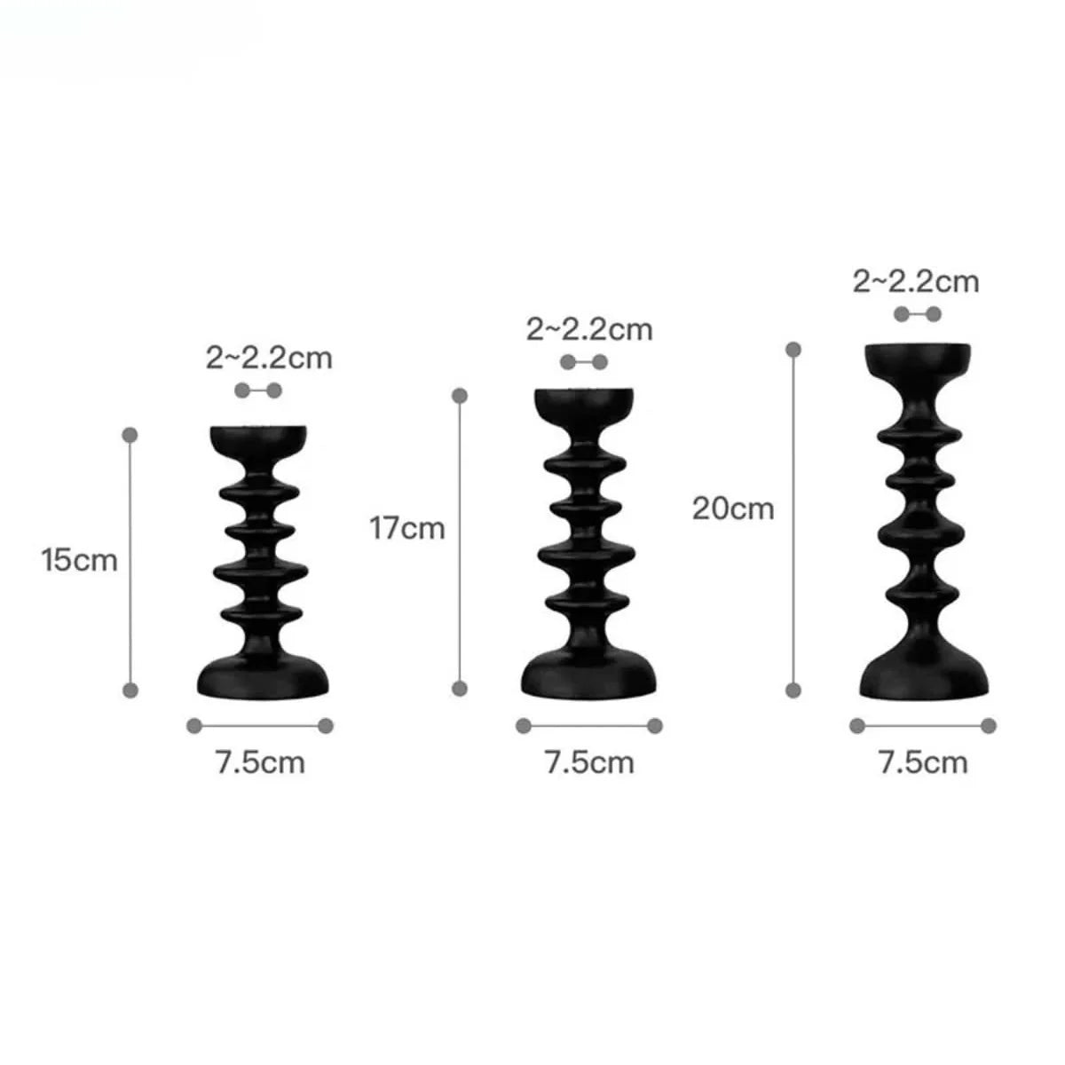 Candle Holder | Sculptural Black Wood | Set of 2