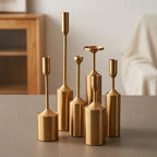Candle Holder Set | Gold-Coated Aluminum & Reflective Finish | 3-Piece Set