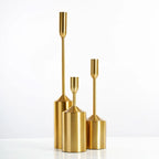 Candle Holder Set | Gold-Coated Aluminum & Reflective Finish | 3-Piece Set