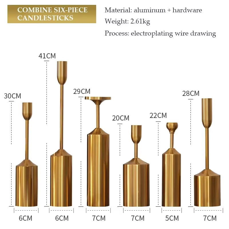 Candle Holder Set | Gold-Coated Aluminum & Reflective Finish | 3-Piece Set