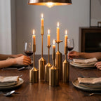 Candle Holder Set | Gold-Coated Aluminum & Reflective Finish | 3-Piece Set