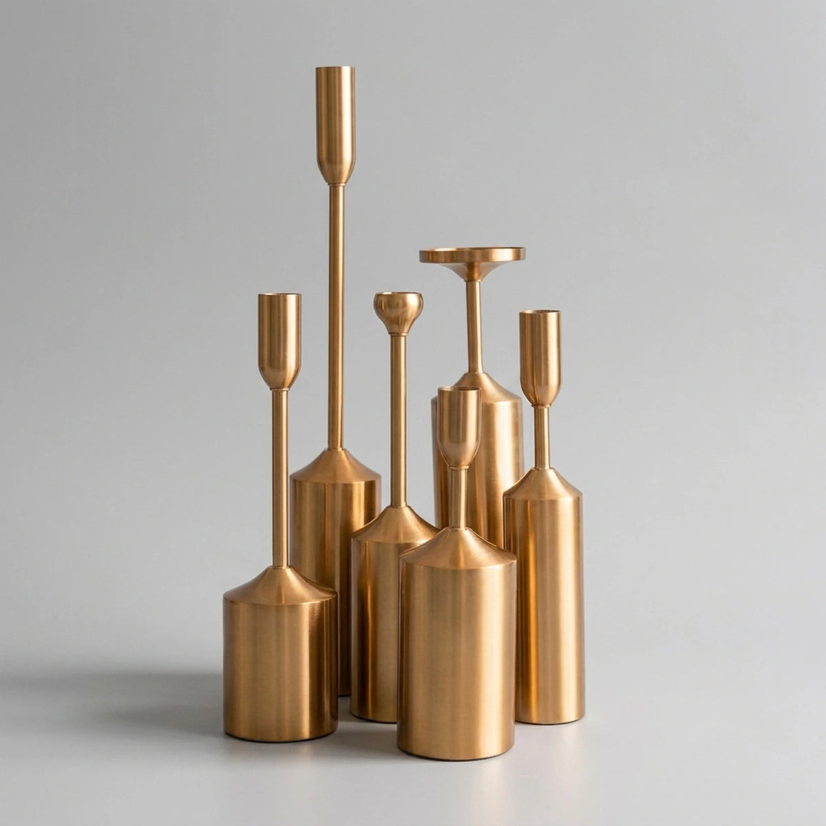 Candle Holder Set | Gold-Coated Aluminum & Reflective Finish | 3-Piece Set