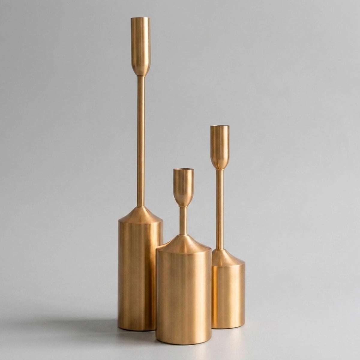 Candle Holder Set | Gold-Coated Aluminum & Reflective Finish | 3-Piece Set
