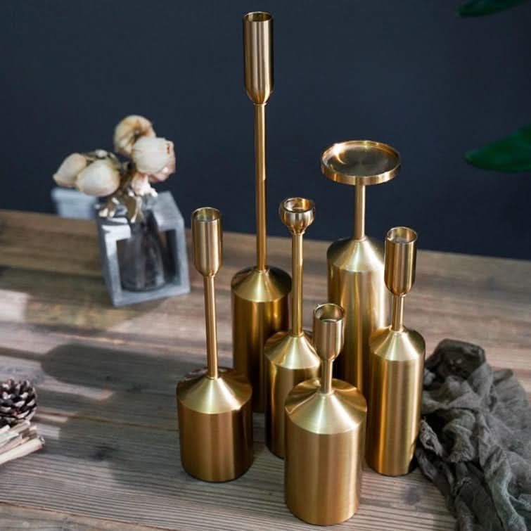 Candle Holder Set | Gold-Coated Aluminum & Reflective Finish | 3-Piece Set