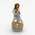 Candle Holder Statue | Resin Mother & Daughter Embrace