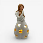 Candle Holder Statue | Resin Mother & Daughter Embrace