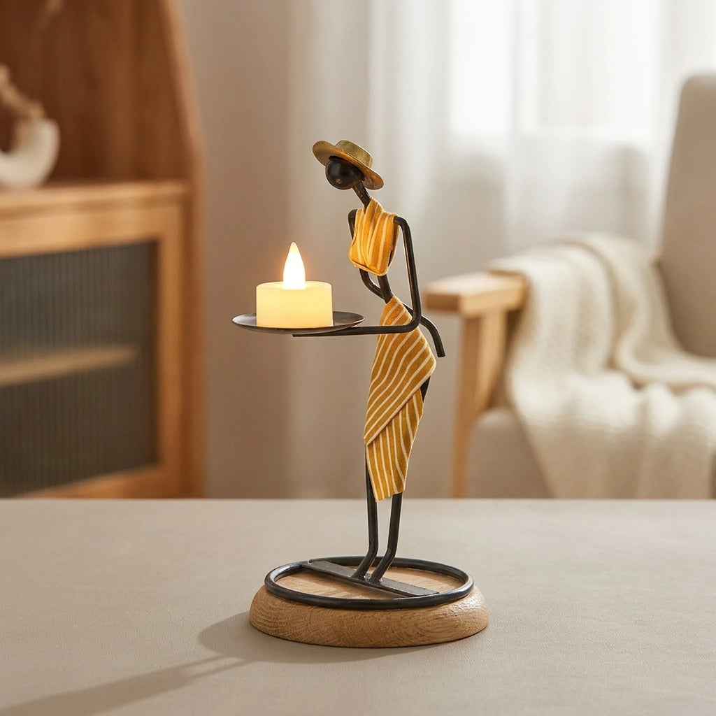 Candle Holder | Woman-Shaped Sculptural Iron