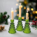 Candle Holders | Glass Christmas Tree | Set of 3