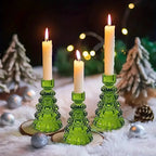 Candle Holders | Glass Christmas Tree | Set of 3