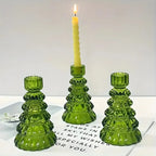 Candle Holders | Glass Christmas Tree | Set of 3