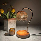 Candle Warmer Lamp | LED & Adjustable Dimmer | Glass & Wood
