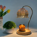 Candle Warmer Lamp | LED & Adjustable Dimmer | Glass & Wood