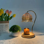Candle Warmer Lamp | LED & Adjustable Dimmer | Glass & Wood