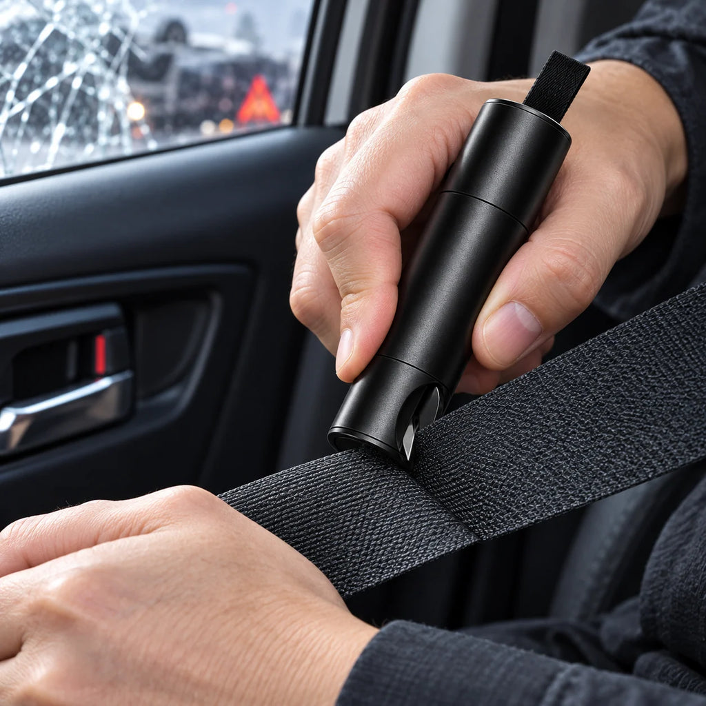 Car Escape Tool | Glass Breaker & Seatbelt Cutter | Compact Keyring-Ready