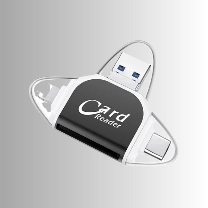 Card Reader | 4-In-1 USB 3.0 & SD/Micro-SD | Zinc Alloy Keychain