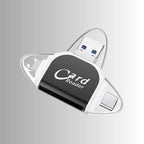 Card Reader | 4-In-1 USB 3.0 & SD/Micro-SD | Zinc Alloy Keychain