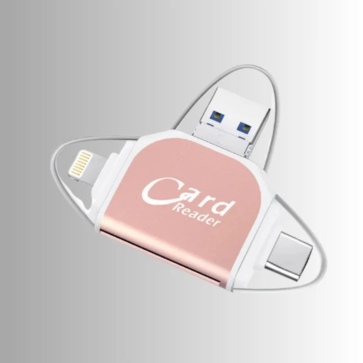 Card Reader | 4-In-1 USB 3.0 & SD/Micro-SD | Zinc Alloy Keychain