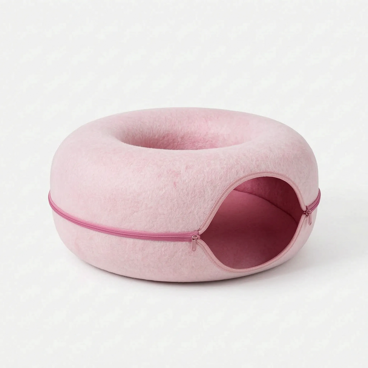 Cat Bed & Playhouse | Donut-Shaped Plush Fleece & Non-Slip Bottom
