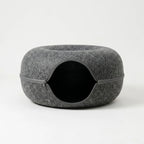 Cat Bed & Playhouse | Donut-Shaped Plush Fleece & Non-Slip Bottom