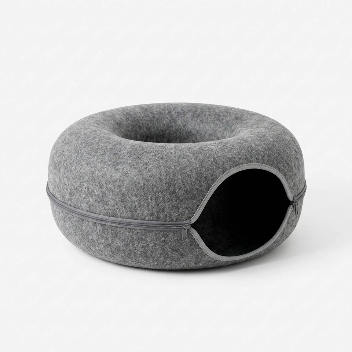 Cat Bed & Playhouse | Donut-Shaped Plush Fleece & Non-Slip Bottom