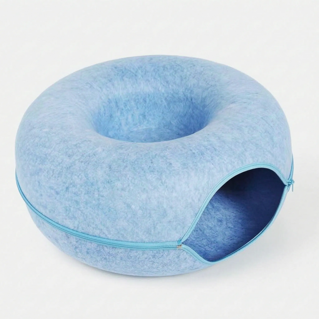 Cat Bed & Playhouse | Donut-Shaped Plush Fleece & Non-Slip Bottom