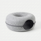 Cat Bed & Playhouse | Donut-Shaped Plush Fleece & Non-Slip Bottom