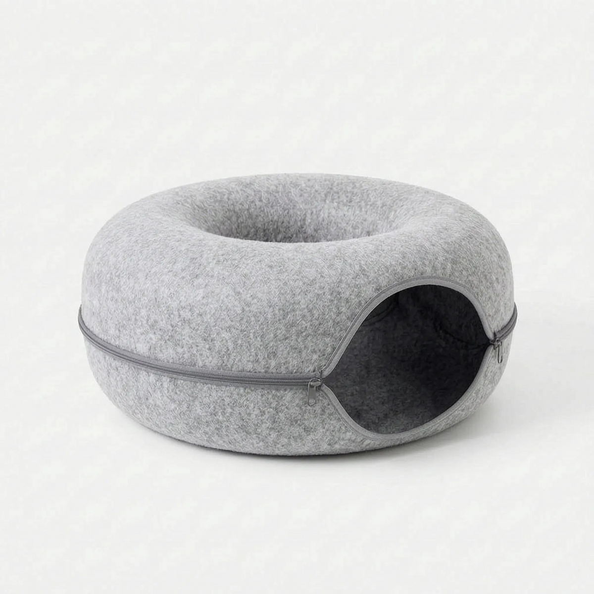 Cat Bed & Playhouse | Donut-Shaped Plush Fleece & Non-Slip Bottom