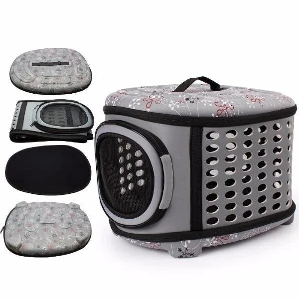 Cat Carrier | Foldable Hard-Top & Mesh Door With Padded Mat | For Large Cats