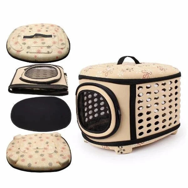 Cat Carrier | Foldable Hard-Top & Mesh Door With Padded Mat | For Large Cats