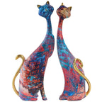 Cat Figurine Set | Resin Abstract & Gold-Accented | Set of 2