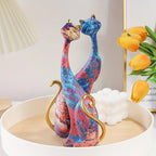 Cat Figurine Set | Resin Abstract & Gold-Accented | Set of 2
