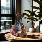 Cat Figurine Set | Resin Abstract & Gold-Accented | Set of 2